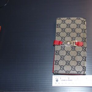 Canvas Gucci wallet blue red leather gold hardware